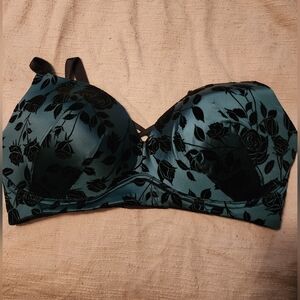 Floral Black and Teal Bra Torrid